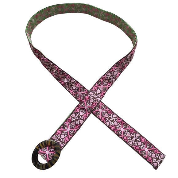 Top It Off Multicolor Reversible Multicolor Jacquard Ribbon Floral Belt One Size - Picture 1 of 6
